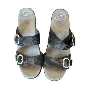 DANSKO Sophie Leather Sandals Black/Brown Size 41  US Size 10.5-11